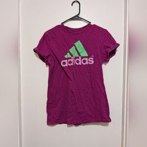 Adidas Tee in Purple with Green Logo